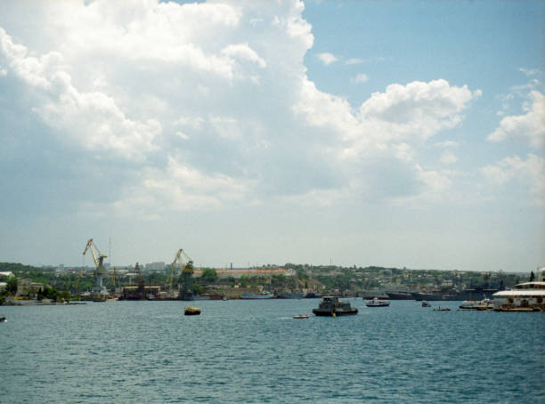 istock Ship dock in sea bay. Shot on film 826420282