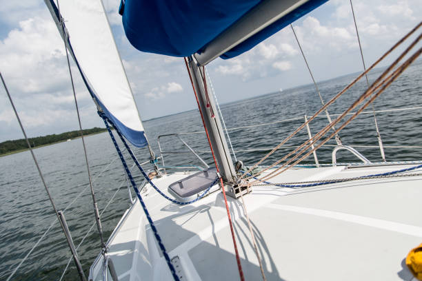 istock Sailing on white sail boat in Polish lake district 826423652
