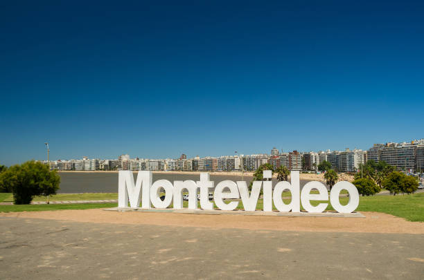 Montevideo Famous tourist point of the sign of the city of Montevideo, capital of Uruguay. uruguay photos stock pictures, royalty-free photos & images