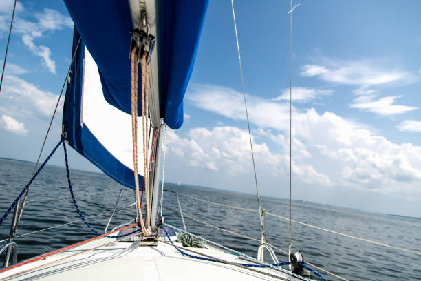 istock Sailing on white sail boat in Polish lake district 826426912