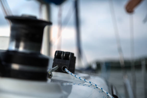 istock Sailing equipment on white sail boat 826437704