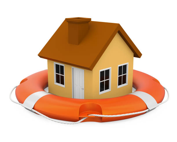 istock House in Lifebuoy Isolated 826438512
