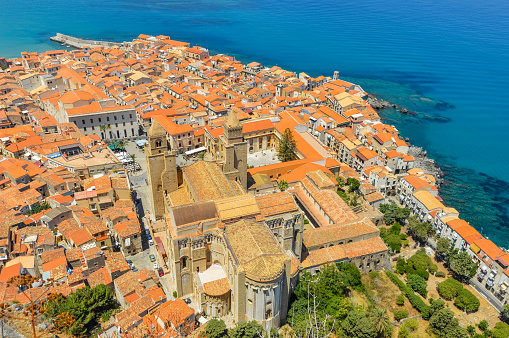 Aerial view of Italian resort town - Cefalu, Sicily