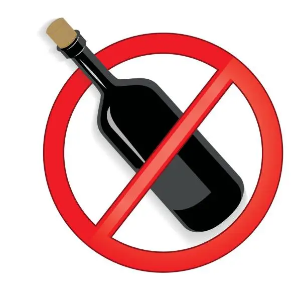 Vector illustration of No alcohol sign vector on white background.