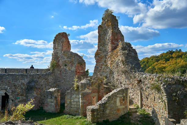 Boskovice, Czech Republic - September 28, 2013: Ruin of a 13th-century Gothic castle Boskovice hrad in southern Moravia, Czech Republic.