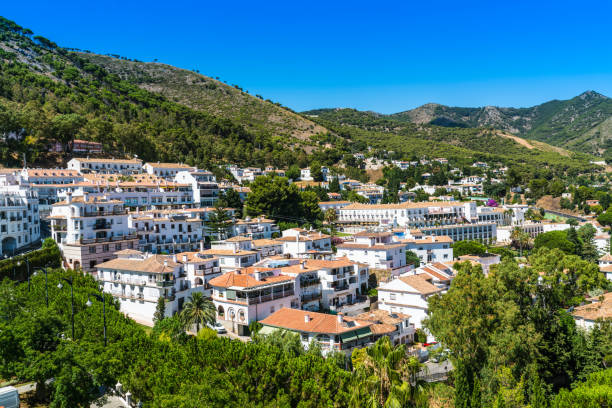 Mijas Mijas, Spain, June 28 2017: View on the White town of Fijas in the south of Spain mijas pueblo stock pictures, royalty-free photos & images