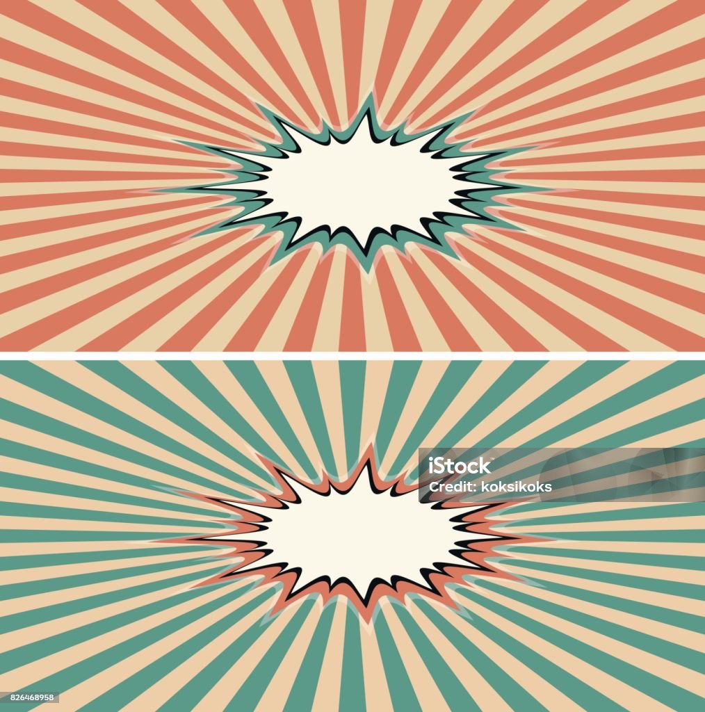 Burst Rays Comic Burst Rays Vintage Comic Book Explosion Color Speech Effect Stock ...