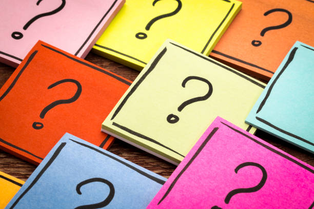 question mark abstract - sticky note set stock photo