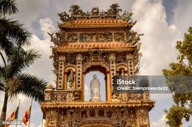 Entrance At The Vinh Tranh Pagoda In My Tho The Mekong Delta Stock Photo - Download Image Now