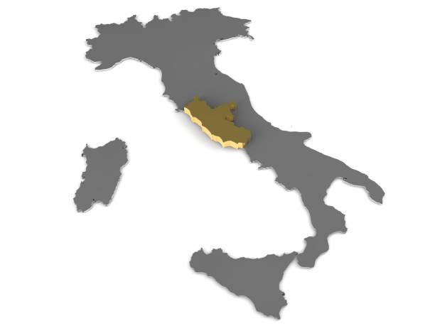 istock Italy 3d metallic map, whith lazio region highlighted 3d render 826479516