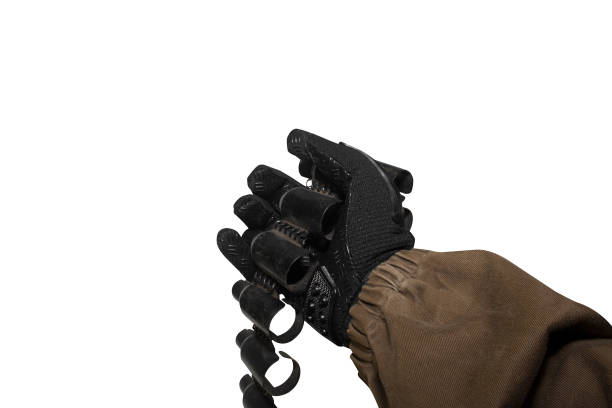 istock Isolated soldier arm holding ammo cartridge belt. 826482280
