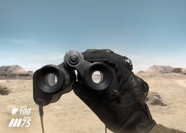 istock First person view soldier arm holding binoculars. 826482432