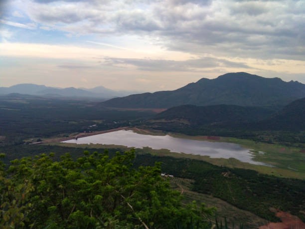 Kodaikanal Landscape with mountains at sunrise, India