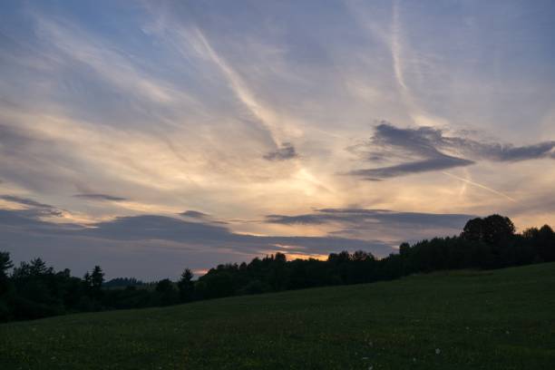 istock Sunrise and sunset over the hills and town. 826483164