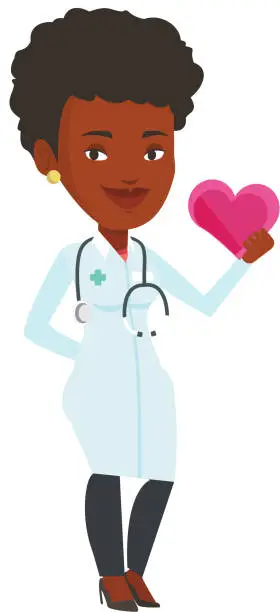 Vector illustration of Doctor cardiologist holding heart