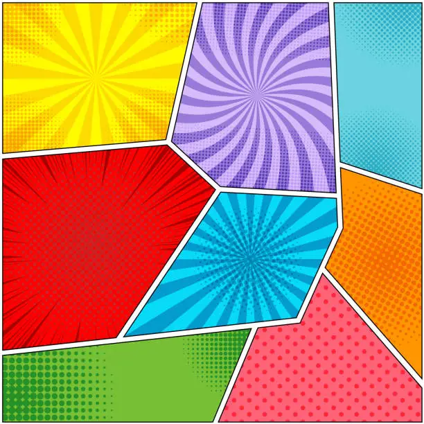 Vector illustration of Comic book page backgrounds set