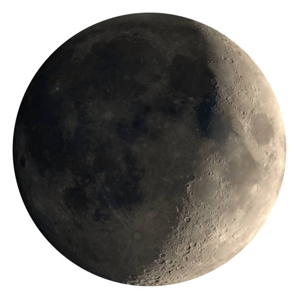 istock Waxing crescent moon seen with telescope, isolated 826519960