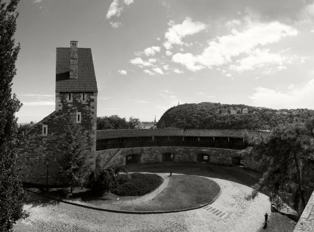 Budapest Hungary Oct 03 2016: Deatailes of the Mediaval   Historical Inner Castle District in Budapest. The whole Castle Districk is listed by UNESCO as a world Heritage site and was first completed in 1265. The Castle District is full of history.