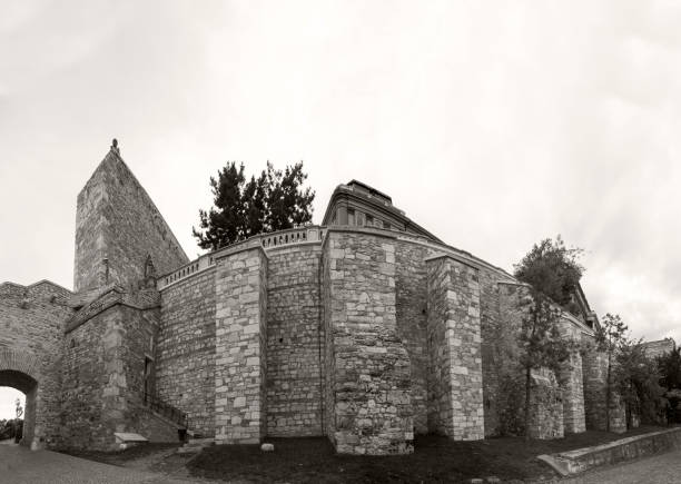 Budapest Hungary Oct 03 2016: Deatailes of the Mediaval   Historical Inner Castle District in Budapest. The whole Castle Districk is listed by UNESCO as a world Heritage site and was first completed in 1265. The Castle District is full of history.