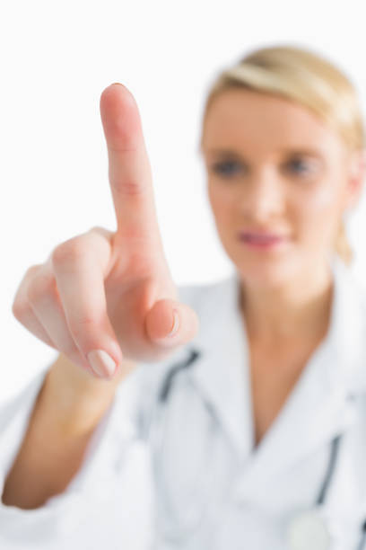 istock Blonde doctor touching on something 826545226