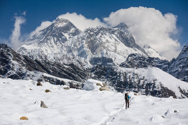 istock Trekker is walking by Renjo La pass in Everest region 826548676