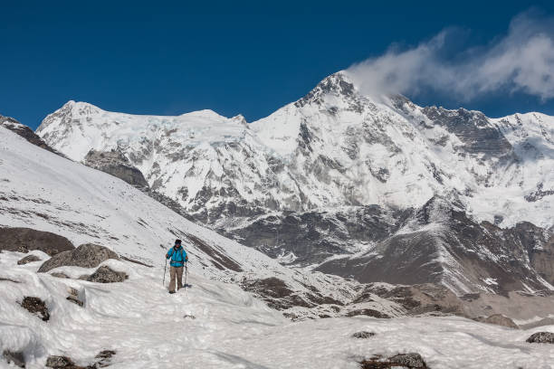 istock Trekker in Khumbu valley on a way to Everest Base camp 826551962