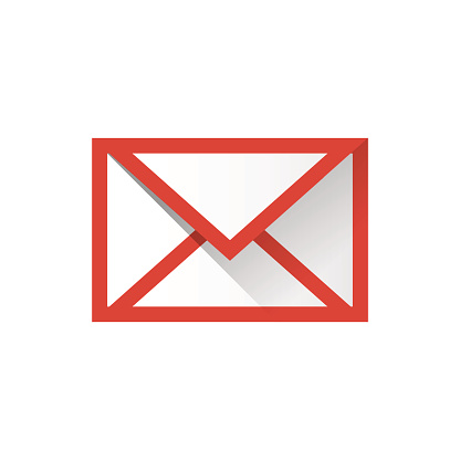 E-mail icon simple vector illustration red color.
