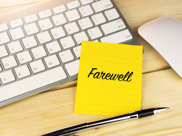 istock Farewell on sticky note on work desk table, resignation office life concept 826573774