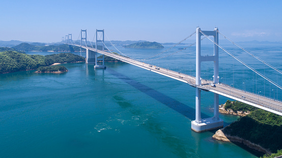 Kurushima Bridges in Seto Inland Sea, Japan