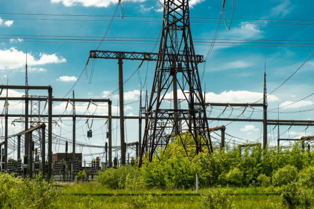 istock High voltage electric transmission tower energy pylon 826588352