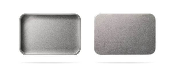 istock Empty metal box isolated on white background. Steel container or accessory package for your design. ( Clipping path or cut out object for montage ) Can put text, image, and logo. 826594718