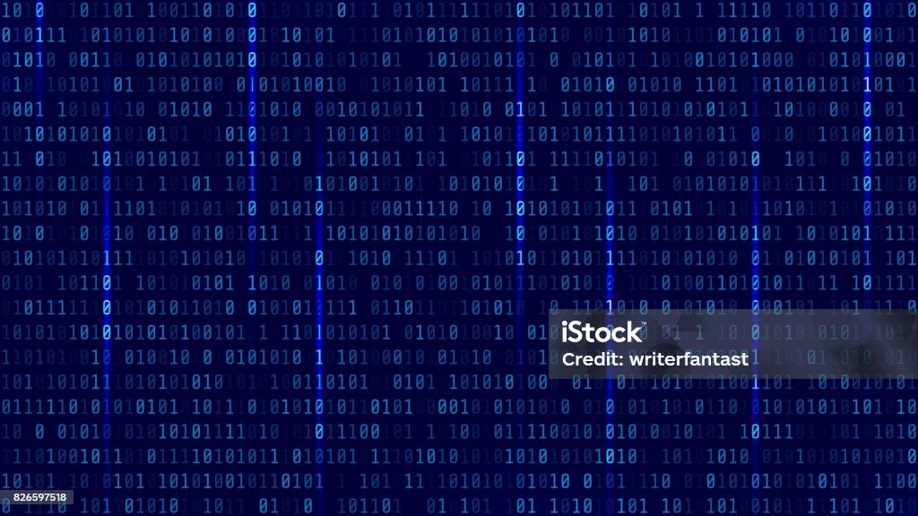 Matrix Background With Blue Light Binary Computer Code Vector ...