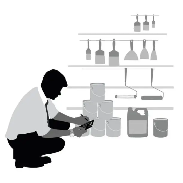 Vector illustration of Counting Inventory