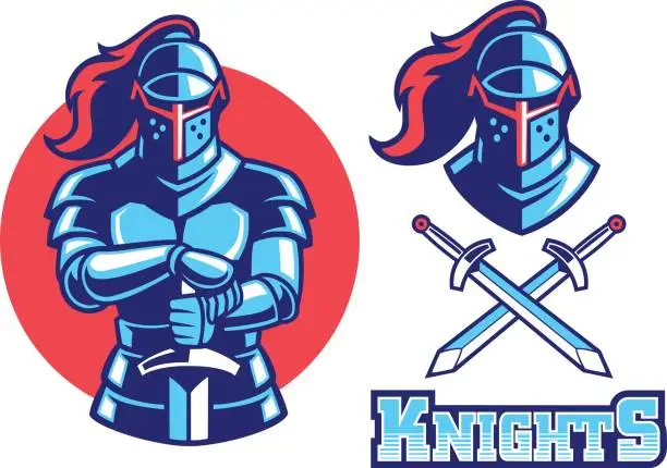 Vector illustration of knight armor mascot