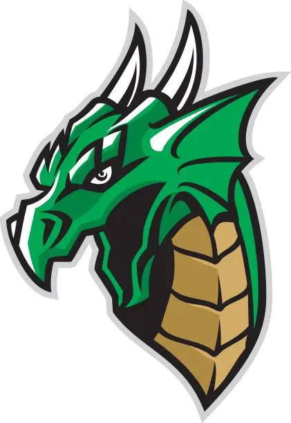 Vector illustration of green dragon head mascot