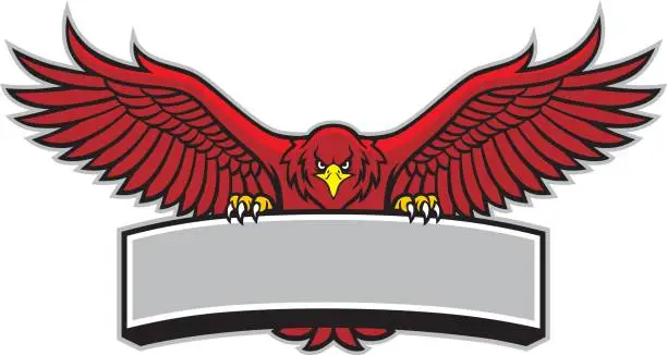 Vector illustration of eagle mascot grip the sign