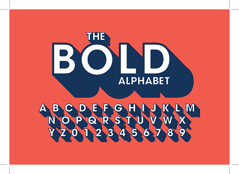 Vector of bold modern font and alphabet
