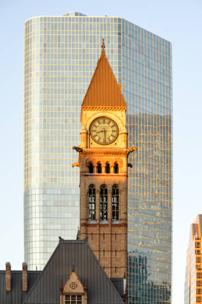 istock Old city hall contrast with modern office building - Toronto, Canada 826613736