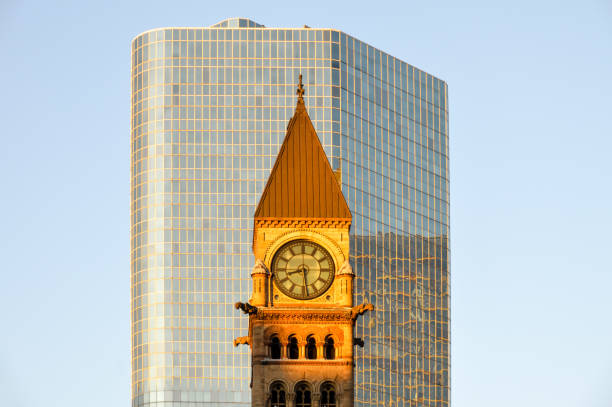 istock Old city hall contrast with modern office building - Toronto, Canada 826613938