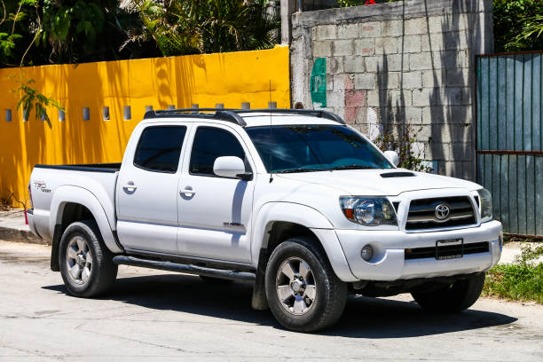 TULUM, MEXICO - MAY 17, 2017: Pickup truck Toyota Tacoma in the city street.