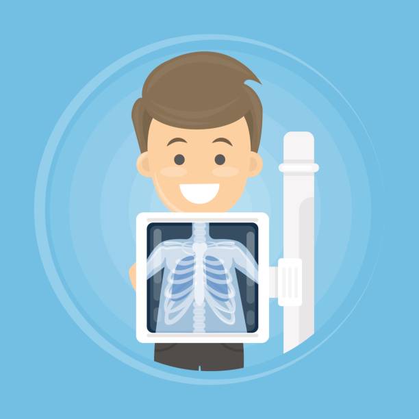 illustrazioni stock, clip art, cartoni animati e icone di tendenza di uomo con raggi x - radiografia