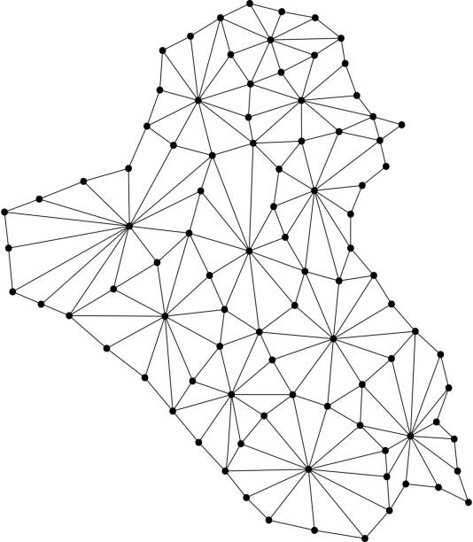 istock Iraq map of polygonal mosaic lines network, rays and dots vector illustration. 826635294