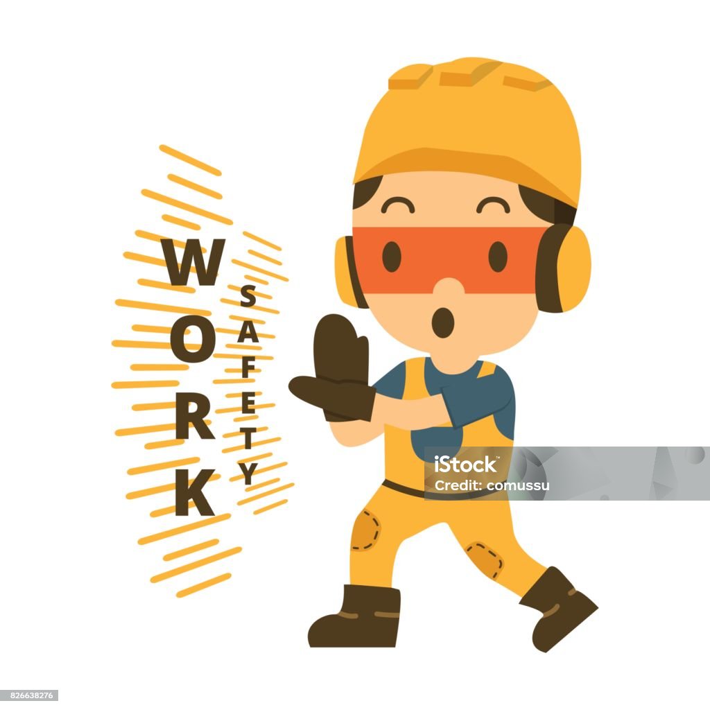 Cartoon Construction Working With Safetywork With Safety Stock Illustration  - Download Image Now - iStock