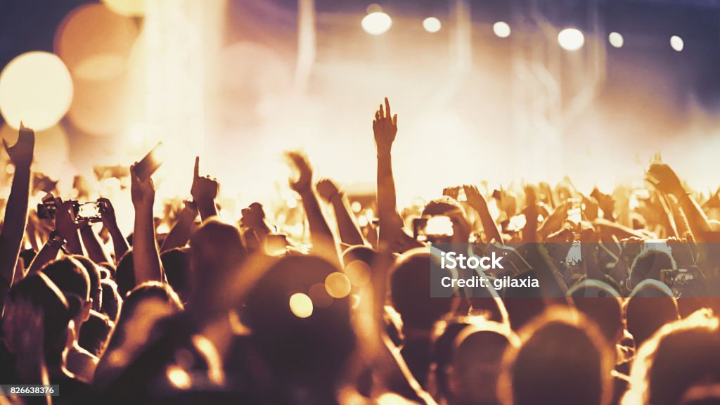 Juichende menigte tijdens een concert. - Royalty-free Muziekfestival Stockfoto