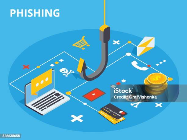 Phishing Via Internet Isometric Vector Concept Illustration Email Spoofing Or Fishing Messages Hacking Credit Card Or Personal Information Website Cyber Banking Account Attack Online Sucurity Stock Illustration - Download Image Now