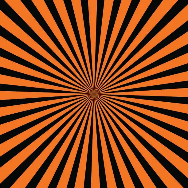 Vector illustration of Abstract black and orange color radial blackground for halloween theme concept. Vector illustration