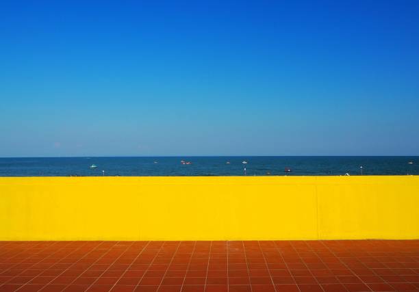 istock Background with sea view behind a raised walkway 826644470