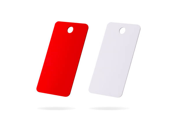 Plastic card isolated on white background. Price tag or hanging label for your design. ( Clipping paths or cut out object for montage ) Can put text, image, and logo.