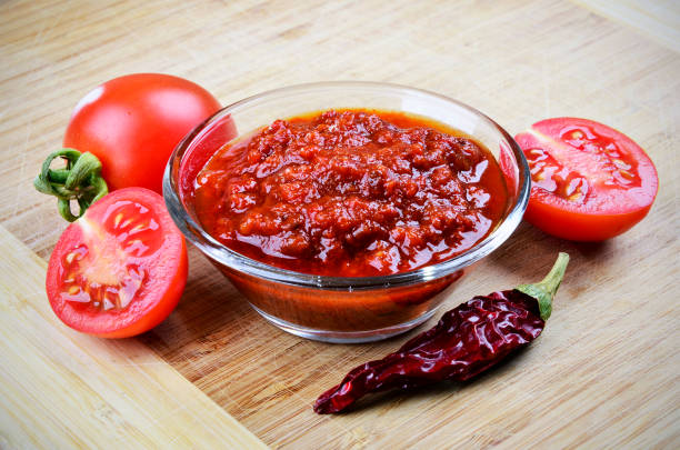 istock Tomato chutney in a glass bowl 826646390