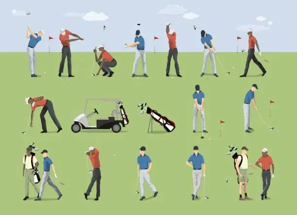 Vector illustration of Golf players set.